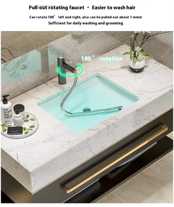 Ensemble de salle de bain de luxe personnalisé, nouveau, avec meuble sous-vasque flottant en PVC blanc pour lui et elle, idéal pour projets hôteliers - Product Image 5