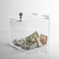 Boîte à dons en acrylique avec serrure et fente, boîte à suggestions transparente en acrylique, boîte de collecte d'argent sécurisée en acrylique pour événements de collectes de fonds