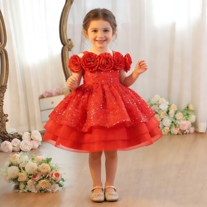 green emerald velvet dress Baby Girl Floral Pattern Bow Tie Princess Tutu Dress Formal Dress –  MyKids-USA® main image 0