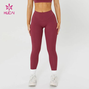 <span class=keywords><strong>Leggings</strong></span> Sportivi da Donna ODM HUCAI con Logo Personalizzato, <span class=keywords><strong>Vita</strong></span> <span class=keywords><strong>Alta</strong></span>, Compressione Modellante, Effetto Push-Up a Cuore per Palestra e Yoga - Product Image 2