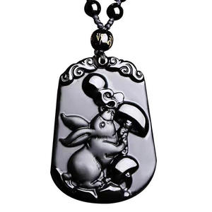 Blues all'ingrosso naturale nero fortunato collana di pietra di <span class=keywords><strong>ossidiana</strong></span> ciondolo zodiaco <span class=keywords><strong>segno</strong></span> animale cinese per gioielli feng shui - Product Image 6