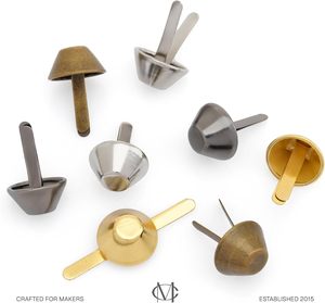 CRAFTMEMORE Cone Brads <b>Purse</b> Feet Handbag Flat Nailheads Spike Prong Studs Avail In Multiple Sizes PCS Mm Silver - Product Image 6