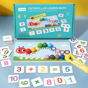 ألعاب رياضيات على شكل حبات خرز مونتيسوري ألعاب تعليمية للأطفال لتدريب الحركة الدقيقة وتطابق الألوان والأرقام من كاتربيلر