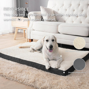 Reversible <b>Dog</b> <b>Bed</b> Memory Foam Rectangle Soft Sherpa Fleece Surface <b>Durable</b> Oxford Textile Pet <b>Bed</b> - Product Image 1