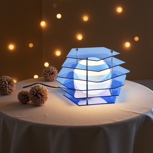 Hình ngũ giác Đèn bàn Acrylic cho nhà hiện đại/khách sạn/bar & OEM hỗ trợ 5 màu bề mặt <span class=keywords><strong>LED</strong></span> Đèn cạnh giường ngủ - Product Image 3