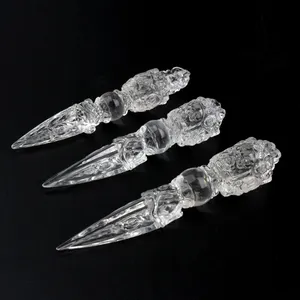 Top craft natural crystal hand carved healing clear quartz pharaoh scepter dorje phurba Amulet
