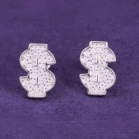 Hip Hop 925 Sterling Silver Iced Out VVS Moissanite Dollar Boucles d'oreilles Fine Jewelry Passes Diamond Tester pour hommes et femmes