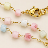 Bracelet en perles de coquillage en acier inoxydable couleur or pastel, carré, trois points cinq millimètres, fait main, pour femmes, vente en gros