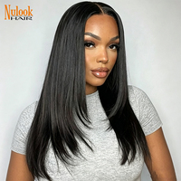 Perruques en cheveux humains lisses bruts, coupées en couches, avec fermeture en dentelle 5x5, sans colle, frontale en dentelle HD 13x4, pour femmes noires, vente en gros
