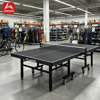 Table de ping-pong d'intérieur pliable bleue de qualité compétition avec roulettes pour l'entraînement et le jeu