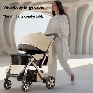 Cochecito de Bebé Plegable, Reversible, con Amortiguación, Cesta de <span class=keywords><strong>Dormir</strong></span> Grande, Ligero, de Cuatro Ruedas, Metálico, 15 kg - Product Image 3