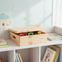 Boîte en bois de pin rectangulaire non finie, naturelle, pour bricolage, boîtes de rangement avec couvercle à charnières pour la décoration de la maison, de l'art et des cadeaux