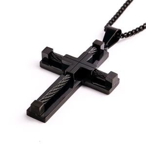 Stainless Steel <b>Cross</b> Necklace Hip Hop Fashion Jewelry <b>Chain</b> Custom Jesus Style Pendant Religious Design Accessory for Men - Product Image 5