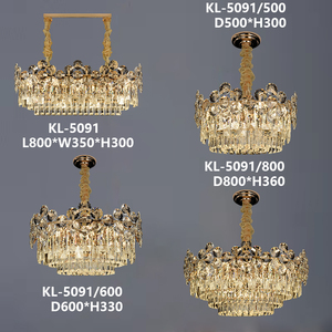 Farmhouse Chandelier with K9 Crystal Gold Dining Room Ceiling Light Warm <strong>White</strong> <strong>Hanging</strong> LED Pendant Lighting Kalux Factory Supply - Product Image 2