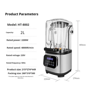 Mesin Slush Komersial Khusus Toko Teh Susu, Peredam Suara, Otomatis Penuh, Pembuat Jus, Penghancur Es, Kapasitas 2L - Product Image 1