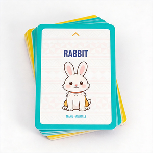 Cartes d'apprentissage de l'anglais pour bébés, cartes d'apprentissage des mots avec clip rose, cartes flash éducatives en papier pour enfants, impression personnalisée - Product Image 3