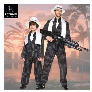 Gangster d'Halloween pour enfants pour le <span class=keywords><strong>costume</strong></span> de patron Cool <span class=keywords><strong>costume</strong></span> rayé noir blanc pour le jeu de rôle des garçons vente entière - Product Image 6