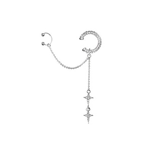 Boucle d'<span class=keywords><strong>oreille</strong></span> manchette non-percée en cristal argenté brillant avec pampille, pour femme, bijou <span class=keywords><strong>de</strong></span> <span class=keywords><strong>piercing</strong></span> <span class=keywords><strong>de</strong></span> cartilage en strass étoile - Product Image 2