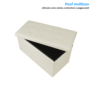 Pouf rectangulaire 80x40x40cm, siège double rembourré, repose-pieds avec rangement, couleur noire - Product Image 5