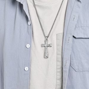 <b>Cross</b> Necklace Stainless Steel Diamond Encrusted Themed Pendant Gift Jewelry - Product Image 3