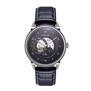 Men's Elegant Style Automatic Mechanical <b>Watch</b> Stainless Steel <b>Case</b> Blue Dial Sapphire Crystal Round - Product Image 1