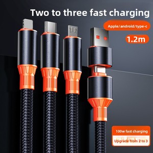 สายชาร์จเร็วแบบถัก 3-in-1 ทำจากอลูมิเนียมอัลลอยด์ สำหรับโทรศัพท์มือถือ ทนทาน ไม่พันกัน พร้อมหัวต่อ <span class=keywords><strong>Micro</strong></span> <span class=keywords><strong>USB</strong></span> และ Type-C ขายส่ง - Product Image 2
