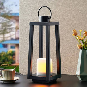 Hanko Solar Garden Post <strong>Lights</strong> Flameless <strong>Indoor</strong> Large Metal LED Floor Candle <strong>Lantern</strong> Decor <strong>Light</strong> - Product Image 1
