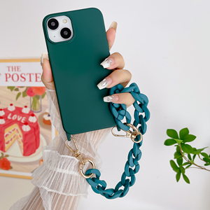 New trường hợp điện thoại di động Matte Acrylic dây đeo cho iPhone 13 14 15 16 Pro trường hợp điện thoại với Acrylic chuỗi handyband, dây đeo cổ tay chuỗi - Product Image 2