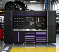 Atelier modulaire personnalisable avec rangement d'outils métalliques verrouillable, adapté aux postes de travail intensifs et aux ateliers de réparation automobile