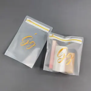 Custom branded logo frosted plastic stand up zip lock bag round tube cosmetics packaging pvc zipper bag with bottom gusset