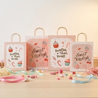 Sacs en papier épais blancs mat laminés pour anniversaire, sacs fourre-tout personnalisés avec logo, poignées en ruban doré, cadeaux d'anniversaire artisanaux
