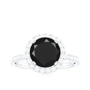 Anello in onice nero per uomo in argento Sterling 925 onice nero con anello nuziale rotondo in onice nero con diamante