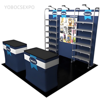 Stand d'exposition modulaire portable personnalisé 3x3, 10x10FT, en tissu tendu, sublimation par transfert thermique, cadre en aluminium, pliable