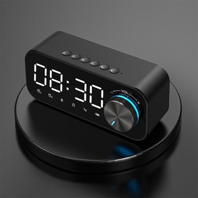 New Wireless Bt 5.0 Speaker Alarm Clock Digital Display Led Music Player Mini Speaker