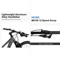 Sepeda Gunung Hardtail AL6061 29er, Deore M6100 12-Speed, Rem Cakram Hidrolik, Garpu Lockout, MTB XC Ringan 13.3kg