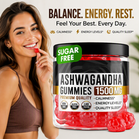 Herborigen Ashwagandha Gommes aux baies mélangées 1000mg Végétalien Soulagement du stress Équilibre de l'humeur Relaxation Cortisol Soutien immunitaire Sommeil