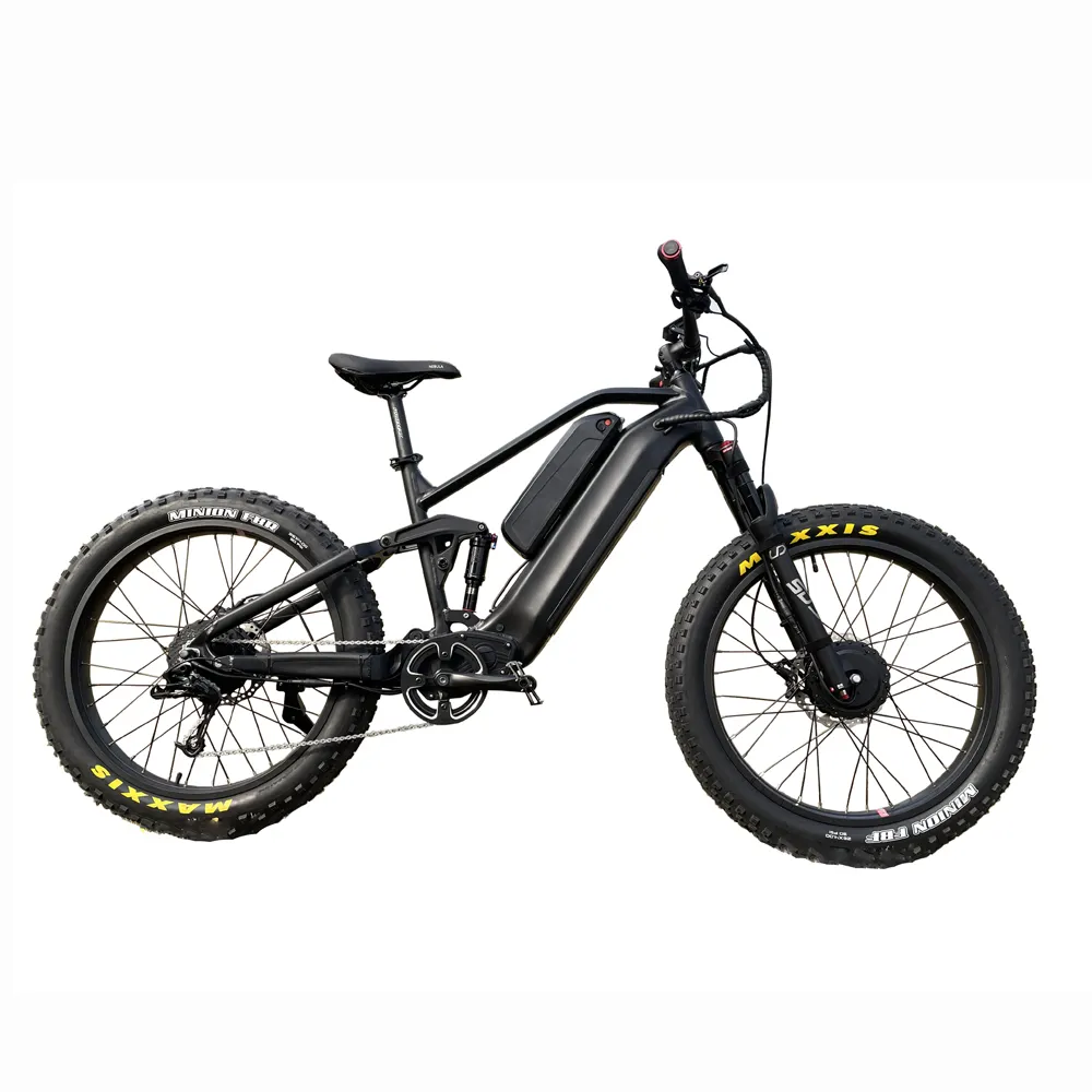 फ्रंट और रियर 2 pcs 52v 750w पूर्ण निलंबन 1500w शक्तिशाली पहाड़ इलेक्ट्रिक साइकिल वसा टायर शिकार इलेक्ट्रिक बाइक एमटीबी ebike