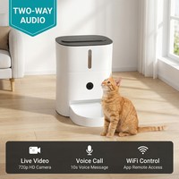 Distributeur de nourriture intelligent pour animaux de compagnie avec caméra de vision nocturne, audio bidirectionnel, 6L en plastique ABS, double bol de 3L, rechargeable pour les voyages