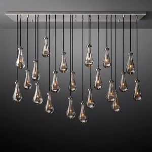 Antique Design Lighting Luxury Crystal Modern Restaurant Kitchen Island Raindrop Pendant For Dining Room Foyer Living Room Light