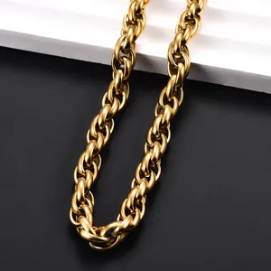 Chaîne gourmette torsadée épaisse en acier inoxydable de 8 mm, style hip-hop pour hommes et garçons, couleur argent et or - Product Image 6
