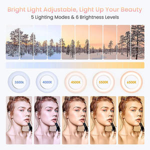 Anneau lumineux LED de 6 pouces pour salon de beauté avec lumière de remplissage pour diffusion en direct, lumière circulaire de table à intensité variable pour selfie, maquillage, <span class=keywords><strong>Youtube</strong></span> - Product Image 2