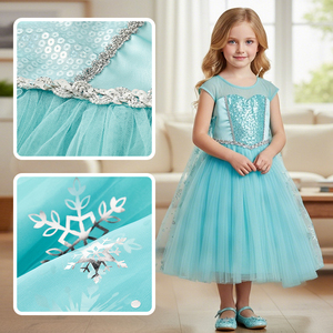 Vestido <span class=keywords><strong>de</strong></span> Princesa <span class=keywords><strong>Elsa</strong></span> Listo para Enviar, Código OPA, Auténtico, Liquidación, Forro <span class=keywords><strong>de</strong></span> Algodón, Lentejuelas Azules, Niños, Entrega Rápida - Product Image 3