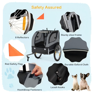 Remolque para Bicicleta para Perros, Transportador de Mascotas con Ruedas de Liberación Rápida para Perros Pequeños y Medianos, Vagón Plegable para Bicicleta con Correa Interna - Product Image 6