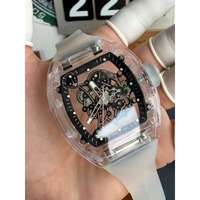 Boîtier en cristal de saphir transparent de haute qualité 055, chronographe automatique squeletté à réserve de marche, pour plongée
