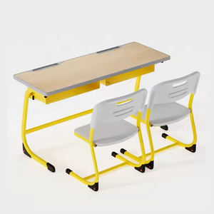 Ensemble de bureau et de chaise <span class=keywords><strong>scolaire</strong></span> en métal de qualité supérieure, moderne, personnalisable, réglable, écologique, double chaise et table pour étudiants - Product Image 4