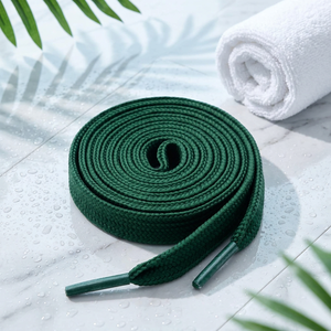 Athletic Flat Polyester Shoelaces for <b>Boots</b> Dark Green - Product Image 2