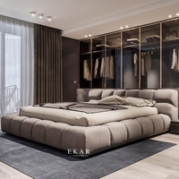 Meubles de chambre à coucher au Design italien moderne, tête de lit rembourrée, cadre de lit doux, lit de créateur King Size