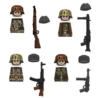 Figurines de soldats allemands de la Seconde Guerre mondiale N621-624, camouflage à motif pois, demi-couverture et couverture complète avec arme, jouet de construction en plastique ABS