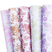Hua Xi – Emballage de bouquets élégants faits main en papier kraft imprimé à l'encre, motif floral vintage, enduit PVC, 38x50cm, spécial