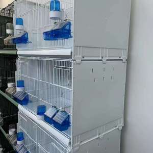 Cages d'élevage de canaris en fil blanc empilables à 4 niveaux, pliables, faites à la main, cage de luxe pour oiseaux d'amour, emballage en carton avec boîte à boisson - Product Image 4